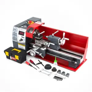 8x16 Inch Metal Processing Mini Lathe Variable Speed Horizontal Used 220V Medium Duty Gear Digital Features Bench Top Lathe