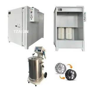 Small Manual Powder Coating Oven Powder Spray Booth Powder Coating Machine Package for Metal Wheel Rim