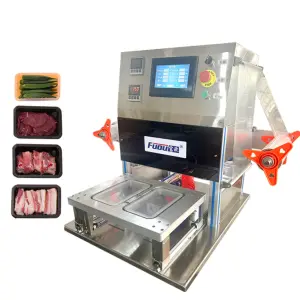 Meat Sausage Seafood Pasta Plastic Trays Sealer Pneumatic Sealing Machine Efficient and Multifunctional for Vegetable Meat Fruit