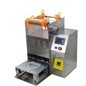 Semi-automatic Plastic Fruit Juice Drink Tea Cup Tray Sealing Lunch Box Food Meal Tray Sealer Machine
