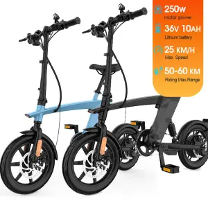 H1 250W Powerful Full Suspension Folding Electric City E Bike Black Fast Electric Bicycle for Adults
