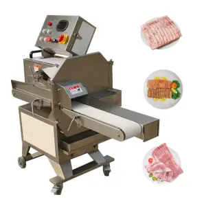 Small Meat Cut Machine Pig Ear Slicing Sausage Slicer Conveyor Belt Raw Meat Slicer Bacon Slicing Machine