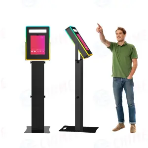 2025 Selfie Station Ipad Square Adjustable Photobooth Kiosk Tiltable Head iPad Photo Booth Software for