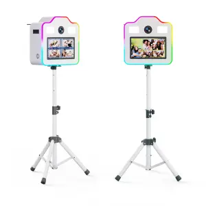 Portable Dslr Tripod Selfie Photo Booth 15.6 " Touch Screen DSLR PhotoBooth Machine with Fill Light and Flight Case for Rental