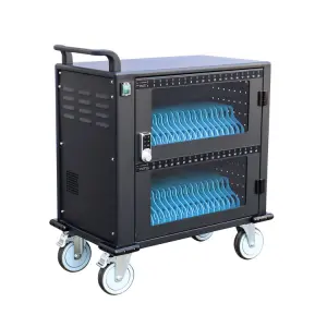 Smart USB Charging Cart with 40 Ways Glass Door Tablets Trolley Educational Equipment