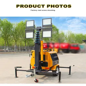 Construction Machinery 9 m Portable Trailer Hand Electro Hydraulic Mobile CE EPA Lighting Tower Portable Light Tower