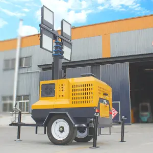 CE EPA Certified Portable Light Tower 5m 7m 9m Construction Machinery Mobile Lighting Trailer Diesel and Solar Fuel Options