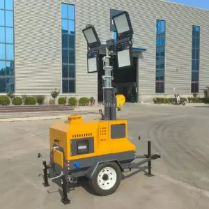 Construction Machinery 7m Diesel LED White Portable Trailer Hand Electro Hydraulic Mobile CE EPA Lighting Tower IP66 56000LM