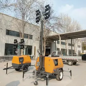 Trailer Mobile LED Lighting Tower 5m 7M 9M Diesel Generator Industrial OEM Hydraulic Electric Manual Lift Emitting White Light