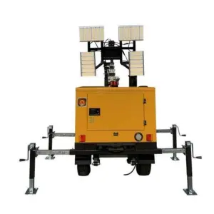 5m 7m 9m LED Diesel Generator Manual IP65 DC 4x400W Portable Outdoor Trailer Mobile Light Tower with 1-Year Warranty
