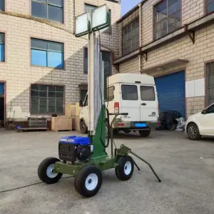 IP65 Customized 5 m Telescopic Mast LED Metal Halide Lamps Diesel Fuel 360° Rotation Mobile Hand Push Portable Light Tower