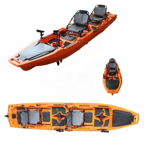 Vicking Hull Design HDPE 3-section Tandem Modular Pedal Kayak for Touring and Lake Fishing 14 FT Kano Canoe
