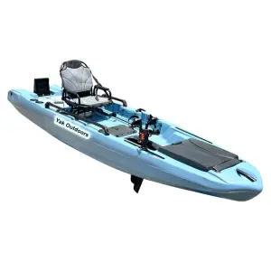 12ft One-Person Pedal Kayak Drive Motor Big Hatches for Surfing Plastic Pedal Kayak for Fishing Rivers-Made PE Hull Material