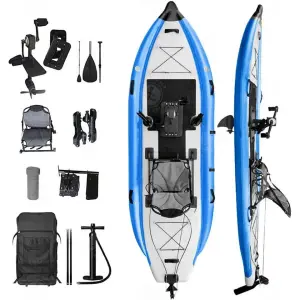 Design PVC Rubber Inflatable Pedal Drive Kayak 1-Person Fishing Kayak with Pedals for /Rental