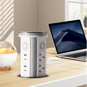 UK Standard Power Socket Hidden Mounted Retractable Top Wireless Charging Pop up Desk Worktop Electric Lift Tower Socket