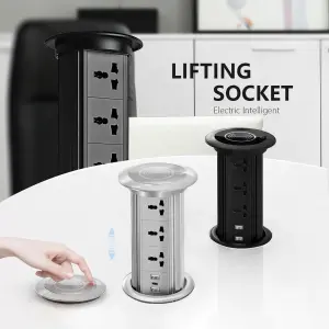 IP44 Motorized Pop-Up Table Socket Built in Kitchen Waterproof Hidden Power Outlet Tower