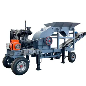 Portable Mini Diesel Engine Hammer Mill Crusher Small Scale Mobile Coal Glass Gold Ore Rock Crushing Sand Making Machinery