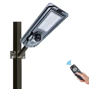 Powerful 800W 1200W Solar LED Street Light 4MP Smart All-In-One Solar Camera Support Max 256GB