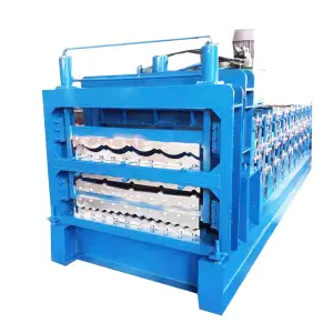Three Layer Trapezoidal Corrugated Metal Zinc Roofing Sheet Making Machine