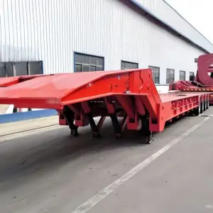 Heavy Loading 80tons 100ton 200 Ton 3/4/5 Axles Hydraulic Foldable Gooseneck Lowbody Low Boy Lowbed Semi Trailer