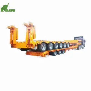 Truck Lowbed Trailer 5 Axles 100 Tons Heavy Duty Gooseneck Low Loader Semi Trailer