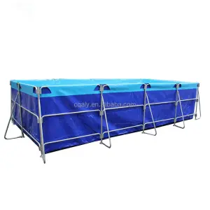 PVC 15000L Rectangular fish tank 0.9mm PVC with galvanized steel pipe frame size 5x2.5*1.2m