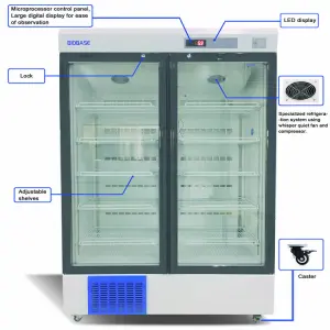 628L Stainless Steel Medical Refrigerator - Digital Display, Static Cooling, 2°C to 8°C Temperature Range