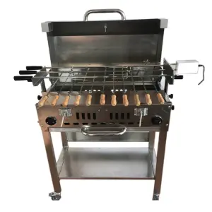 Adjustable Speed Greek Style Gas Cyprus BBQ Rotisserie Grill Power by Motor