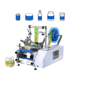 Portable Semi Automatic Labeling Machine Round Bottle Plastic Water Bottle Jar Label Applicator Machine with Date Printer