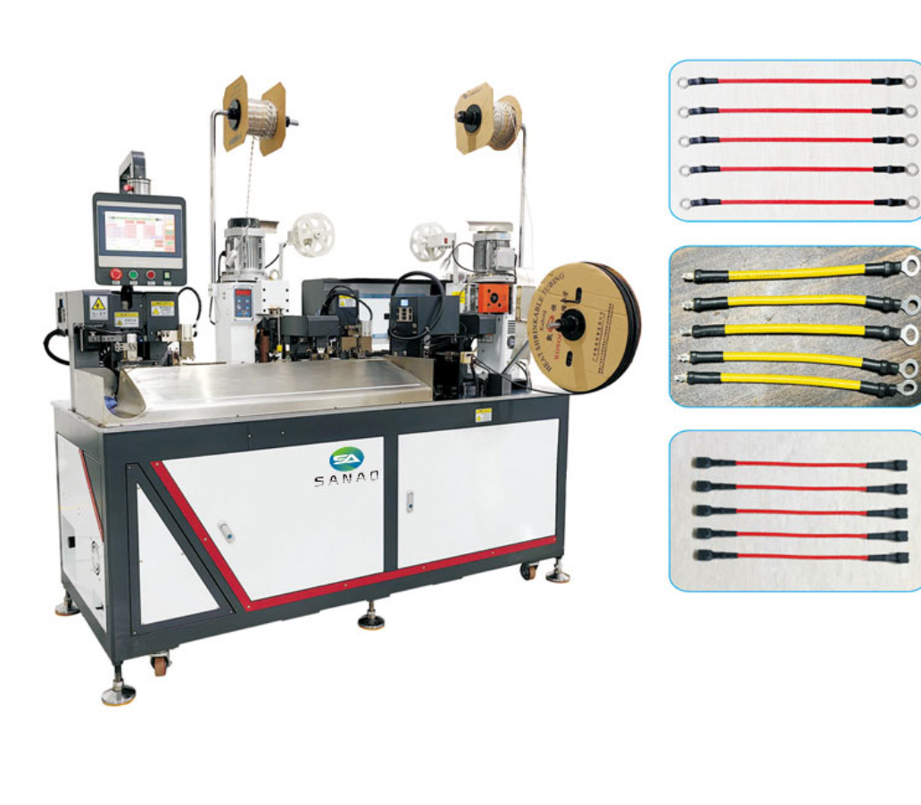 SA-8050-B Servo Fully Automatic Doble Head Wire Crimping and Heat Shrink Tube Inserting Machine