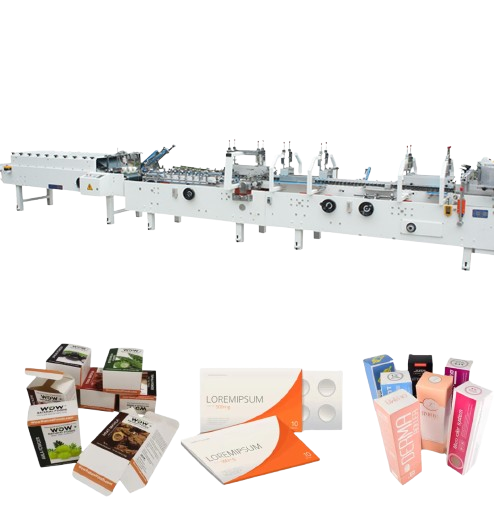 Crash Lock Bottom Automatic Pre-Folding Packaging Boxes Machine Box Folding Gluing Machine