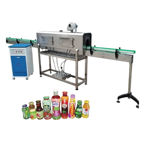 Manual Type Jars / Cups / Plastic Bottle Sleeve Label Heat Steam Shrink Tunnel Wrapping Machine