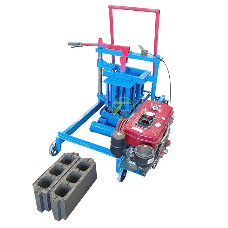 Portable 220v Motor PLC Automatic Hollow Brick Block Maker Small Mobile Concrete Cement Machine with Sand Clay Mold Components