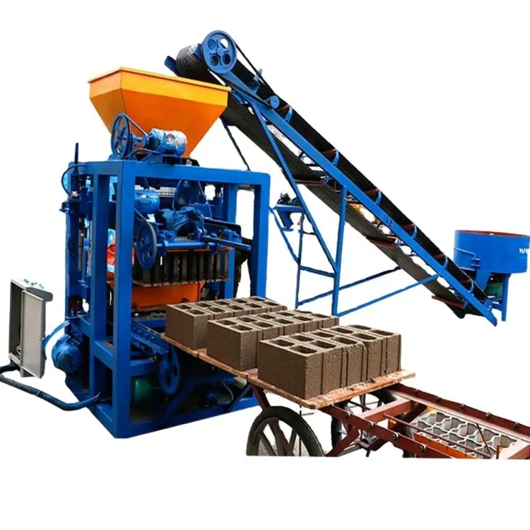 QT4-24 Economical Semi Automatic Hydraulic Manual Cement Blocks Brick Making Machine in Uganda
