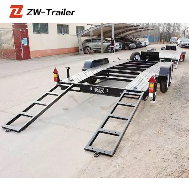 Steel Q235 Double Axle Car Towing Trailer Supply for Car Transporter Luggage Trailers 3T Max Payload