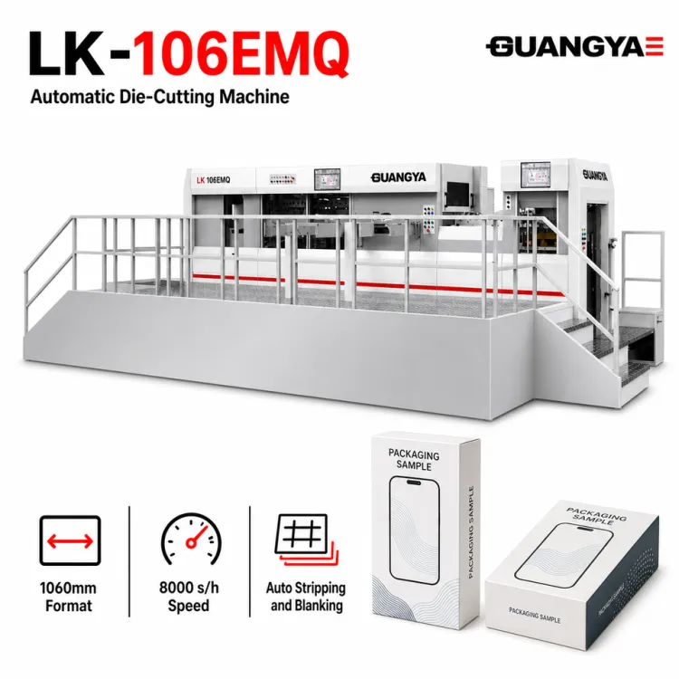 Heavy-Duty Automatic Stripping Blanking Die-Cutting Machine for Electronics Phone Box 1060mm and 8000s/h High Speed LK-106EMQ