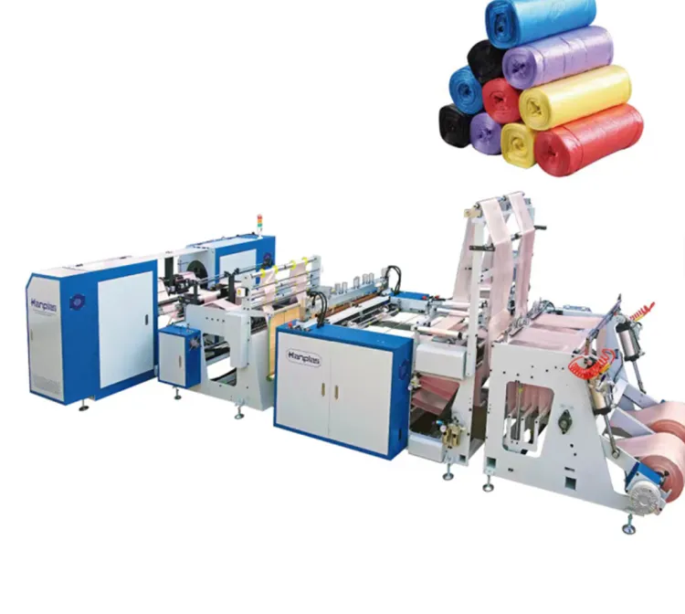 HP-2RA Hanplas Two Lines V-fold Bottom Sealing Rolling Disposable Garbage Biodegradable Home Thick Plastic Bag Making Machine