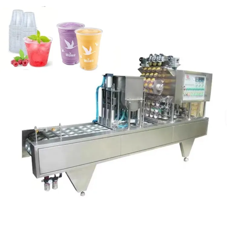 Electric Automatic Multifunctional Cube Ice Cup Machine Gear for Beverage Glass/Plastic/Paper PLC Controlled 14oz/12oz/16oz