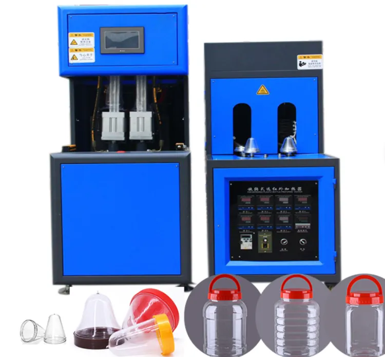 Wide Big Mouth Neck Semi Automatic Pet Food Jar Honey Bottle Making Stretch Blowing Blow Molding Machine
