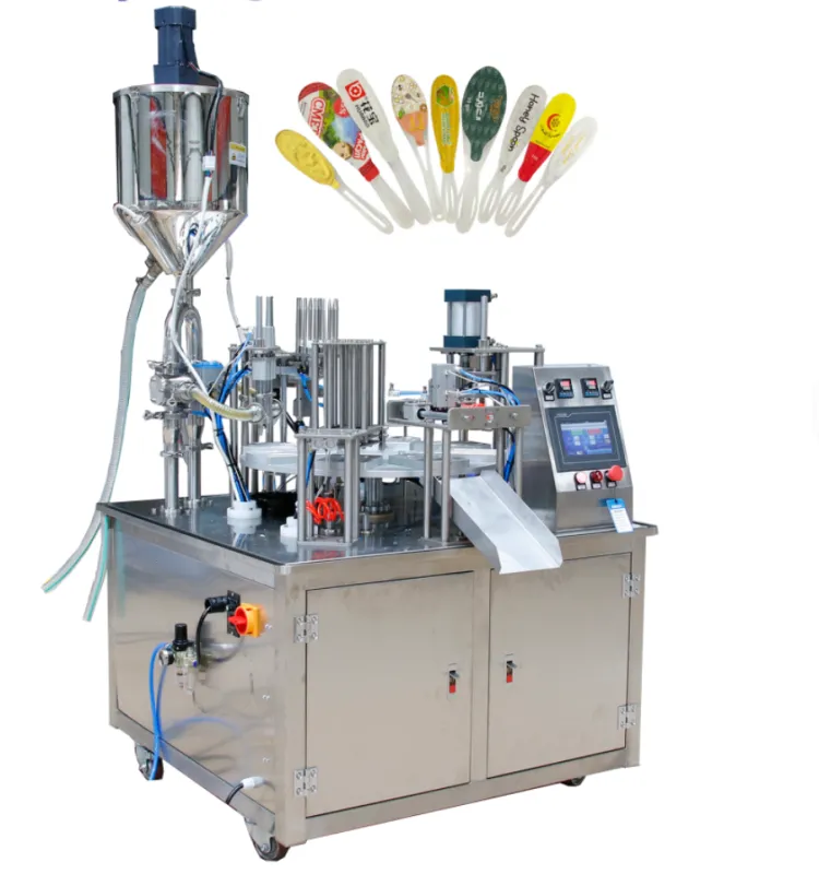 High Speed Turntable Edible Honey Spoon Single Head Filling and Sealing Machine for Honey Spoon Packaging