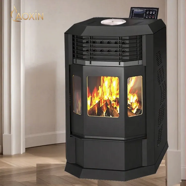 Fully Automatic Pellet Fuel Heating Stove Real Wood Fire Remote Control Smart Household Apparatus for Apartment Use Steel