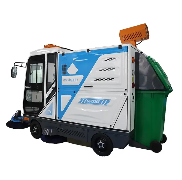 Mini Hippo MH230B Industrial Ride-On Electric Floor Cleaning Machine with 2200W Power 48V Multi-Function Road Sweeper