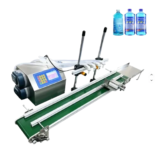 Model 4H1200 Semi Automatic Small Liquid Bottle Filling Machine 100cm Conveyor for 50ml Volume Beverage Oil Water Vial Filling