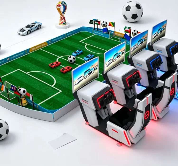 Indoor Real Scene Arcade Game Driving Simulator Combines Racing and Football Dual Competition Interactive AR Car Racing Machine