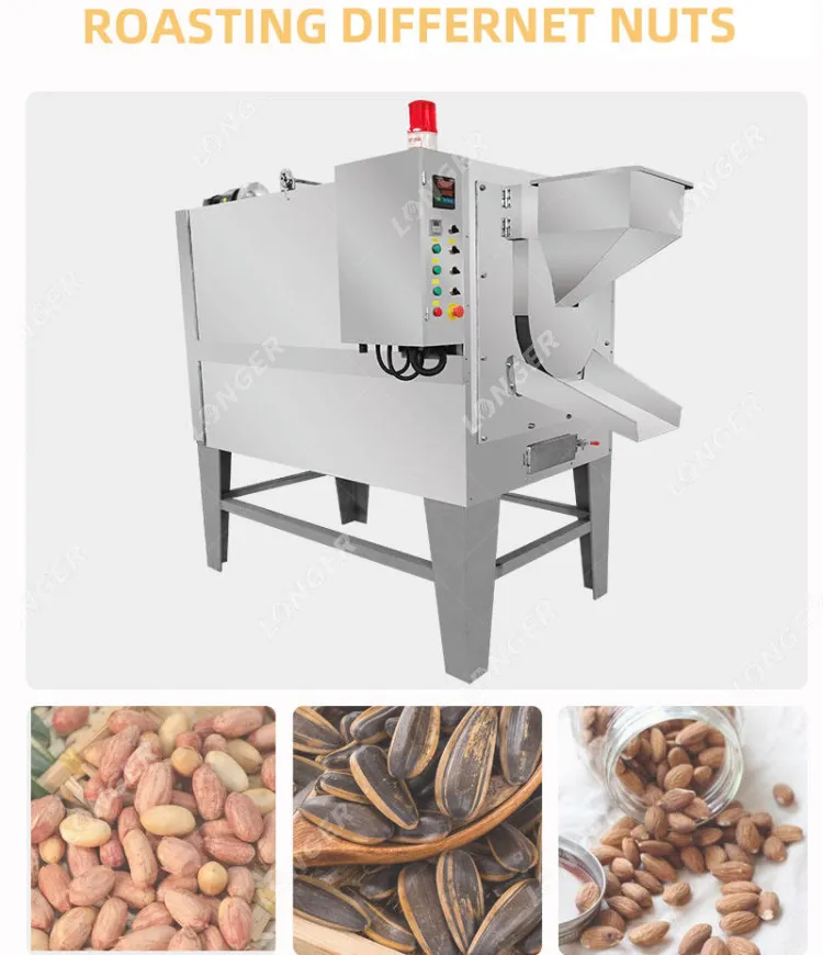 Full Automatic Drum Roaster Flavored Cashew Nut Roasting Machine Hazelnut Drum Roaster Nuts Roasting Machine