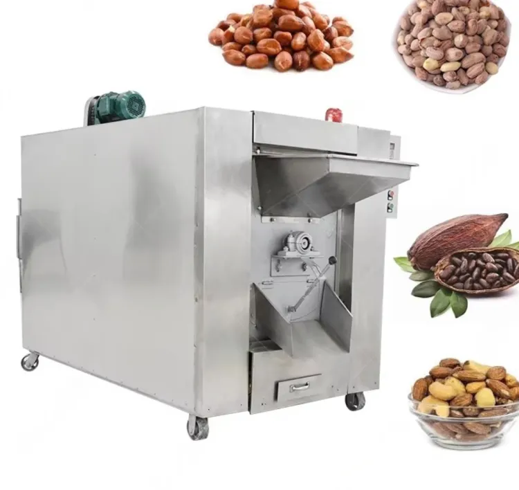 Full Automatic Drum Roaster Flavored Cashew Nut Roasting Machine Hazelnut Drum Roaster Nuts Roasting Machine