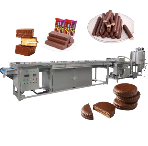 400mm 600mm Economic Semi-automatic High-Accuracy Small Chocolate Enrobing Machine for Nuts Flour in Cake Biscuit Production