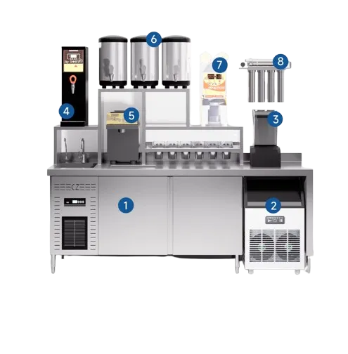 One Stop Bubble Tea Kiosk Food Cart Supplier Complete Mobile Store Setup Service Stainless Steel Multifunctional Features