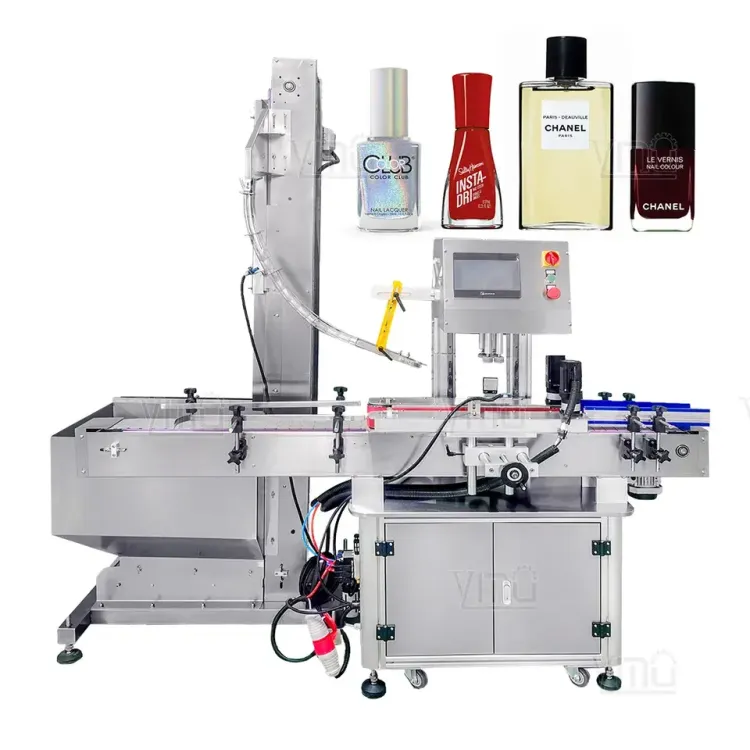 Fully Automatic Cap Feeder Applicator Pneumatic Perfume Bottle Capper Nail Polish Closing Sealing Screw Capping Machine