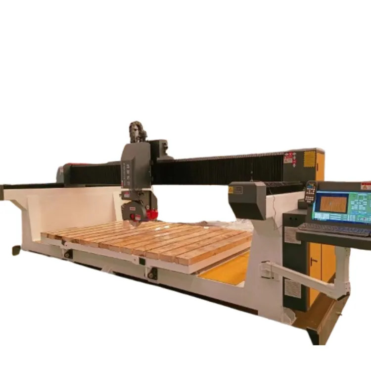 HMI 5 Axis CNC Bridge Saw Stone Cutting & Grinding Machine with Gear Components for Marble Granite Easy Operation